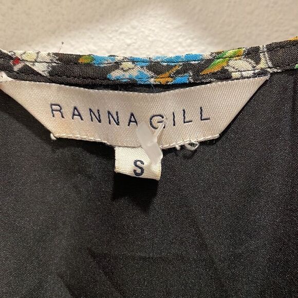 Ranna Gill for Anthropologie black floral v neck Artemisia dress - Picture 4 of 13